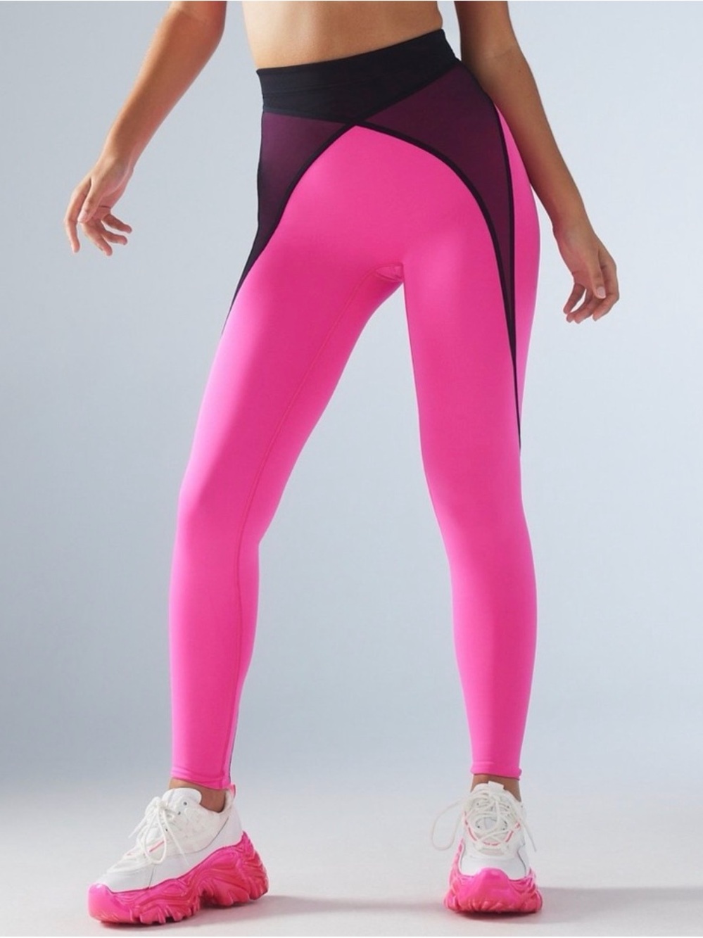 Savage X Fenty Hot Pink and Black High-Waist Colorblock Leggings